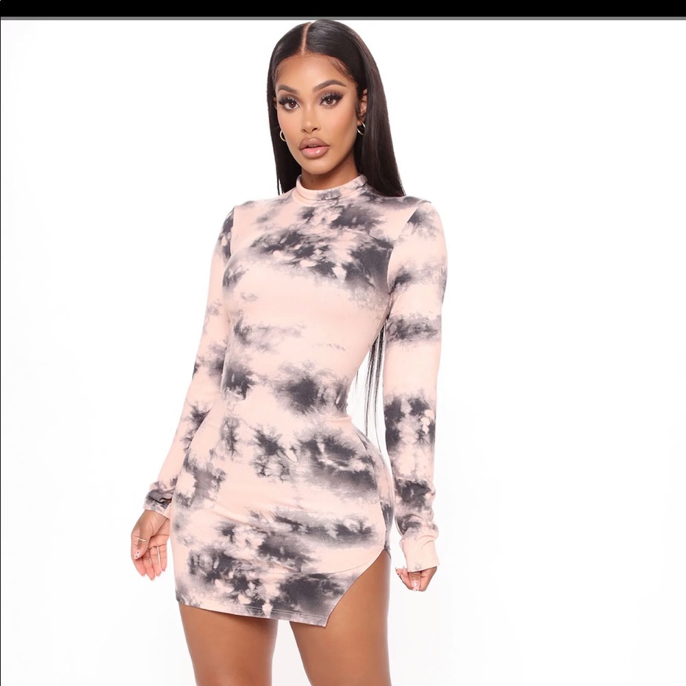 Pink tie dye dress fashion nova